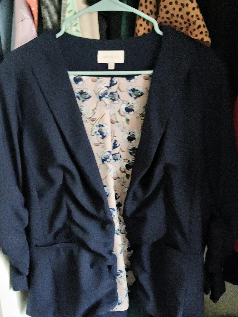 Skies Are Blue Navy Collarless Open Front Blazer XL Like New